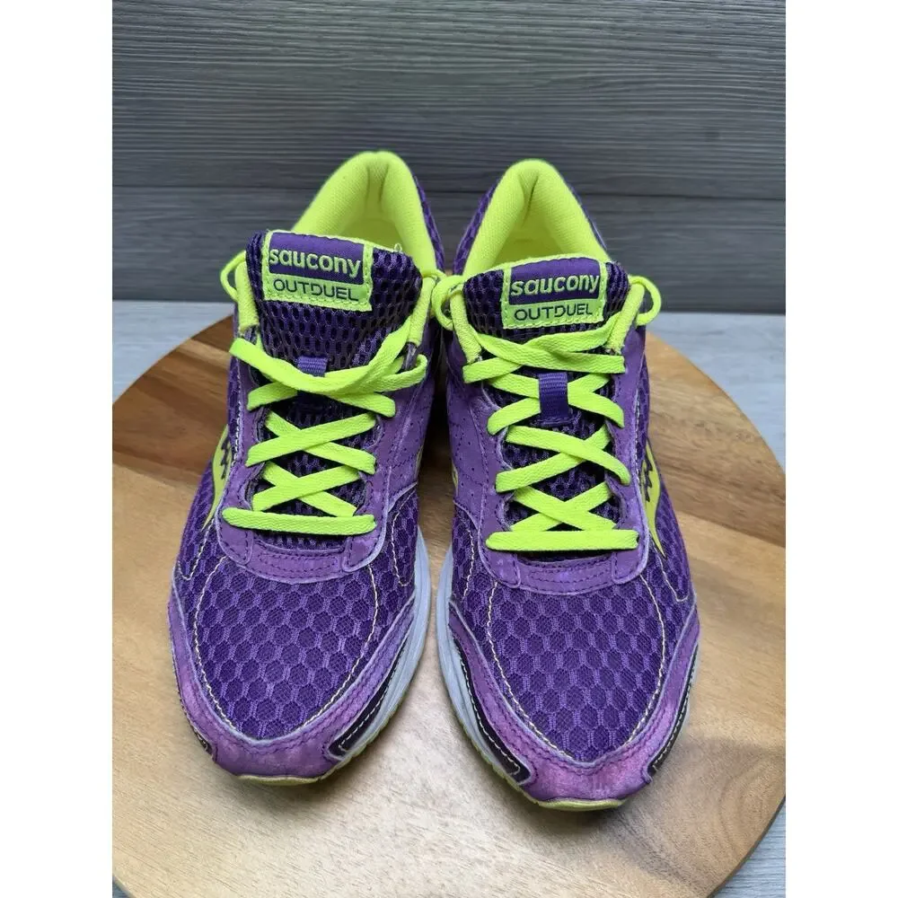 Saucony Outduel 15146-3 Shoes, Women’s Size 8 Purple Neon Green/ Yellow